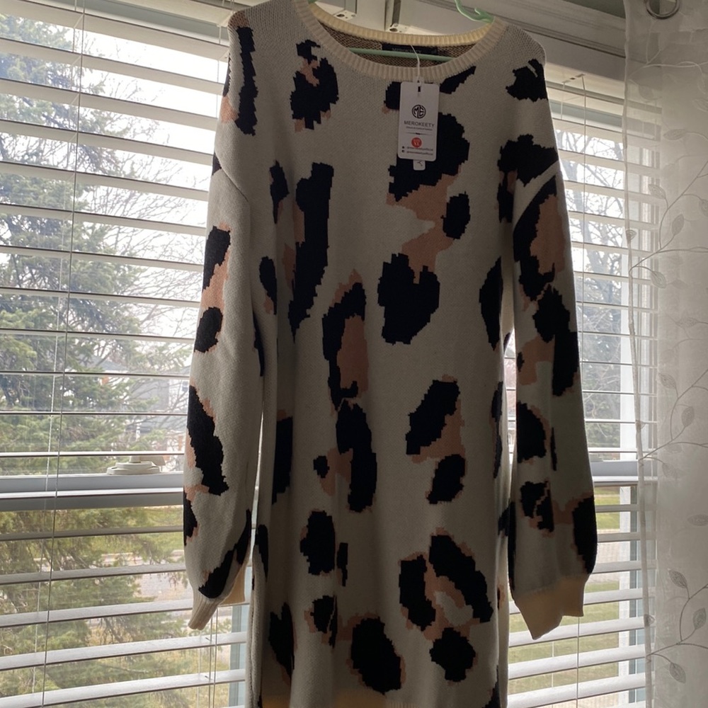 Leopard print sweater dress